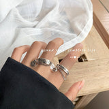 Luxury Smiley Face Open Rings for Women Creative Good Lucky Circle Cute Chain Ring Party Hollow Adjustable Punk Jewelry Gifts daiiibabyyy
