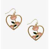 Lost Lady New Fashion Flower Heart-shaped Peach Heart Earrings Same Model Women's Alloy Jewelry Wholesale Direct Sales daiiibabyyy