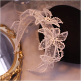 Original design Lace Flower Small Pearl Beaded hairbands Bridal HeadBand Bride Wedding Decoration Hair Accessories daiiibabyyy