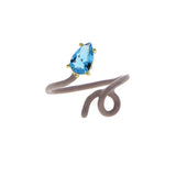 8 Colors Wrapped The Wire Band Colorful Single Tear Drop Marquise Stone Open Adjusted Ring For Women