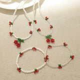 MENGJIQIAO Korean Sweet Fruit Necklace For Women Ladies Fashion Acrylic Beads Summer Holiday Choker  Collares Jewelry Gifts daiiibabyyy