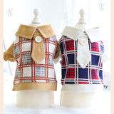 2022 New Puppy Dog Short Coat Sweater Vintage Fashion Tie Lattice Outerwear For Small Medium Dog Chihuahua Poodle Costumes Coats