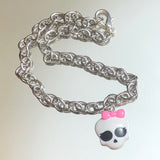 Retro Harajuku Style Cute Skeleton Short Necklaces Pendant For Women Fashion Punk Silver Color Clavicle Chain Necklace Jewelry daiiibabyyy