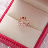 New Fashion Crystal Flower Branch Leaf Adjustable Finger Rings for Women Rose Gold Zircon Open Ring Glamour Wedding Jewelry Gift daiiibabyyy