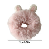 2021 New Hair Accessories Fake Fur Hair Rope Bear Scrunchies Women Girls Elastic Hair Rubber Bands Hair Ring Ponytail Holder daiiibabyyy