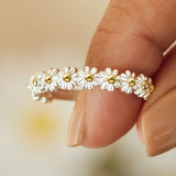 Vintage Daisy Rings For Women Cute Flower Ring Adjustable Open Cuff Wedding Engagement Rings 2021 Trends Female Jewelry Bague