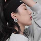 2021 New Modern Fashion Black and White Zebra Geometric Square Round Earrings Gothic Girls Simple Jewelry Accessories For Woman daiiibabyyy