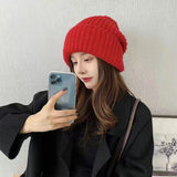 Winter  Fashion Female Millet Grain Solid Color Couple Student Shawl Warm Knitted Woolen Hat and Scarf Set Gorros Invierno Mujer daiiibabyyy