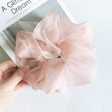 Daiiibabyyy New Net Yarn Hair Scrunchie Solid Color Hair Ties for Women Elastic Hair Ring Girl Ponytail Holder Smooth Hair Accessories