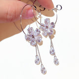 Fashion Gorgeous Transparent Zircon Flower Teardrop Women Earring Noble Crystal Zirconia Stud Earrings Jewelry Accessroeis daiiibabyyy