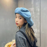 Daiiibabyyy Oversized Fashionable Beret Women European And American Retro Wild Cowboy Stitching Street Cloud Hat