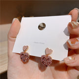Earrings for Women Pink Heart-shaped Crystal Earrings Fashion Women Jewelry daiiibabyyy