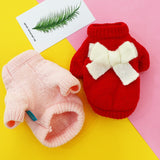 Pet Dog Clothes Autumn Thick Pink Red Sweater Chenille Bowknot Hoodies For Small Medium Dog Costumes Bulldog Teddy Puppy Sweater daiiibabyyy