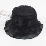 Daiiibabyyy Summer Hat Female Summer Japanese Flower Sunscreen Sun Hat Korea Fairy Lace Light Breathable Mesh Fisherman Hat Bunket Hat