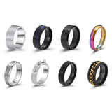 Punk Stainless Steel Black Rings For Men Women Cool Rotatable Chain High Quality Couples Ring Jewelry Party Gift daiiibabyyy