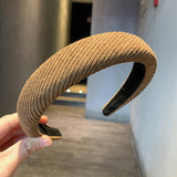 Retro Korean Style Headband Check Headband Wide Corduroy Twill Hairbands Korean Head Wrap Elegant Hair Hoop Hair Accessories daiiibabyyy