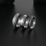 Daiiibabyyy Rotatable Titanium Steel Ring Retro Silver Color Star Moon Matte Rings Punk Women Men Prom Stress Reliever Finger Jewelry