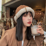 Fashion Women Hats 2022 Suede Pointy Landlord Hat Women's Autumn and Winter Warmth Fashion Melon Skin Baotou Hat Trend daiiibabyyy