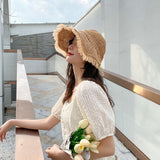 Women's Sun Hats Female Bowknot Visor Caps Hand Made Raffia Straw Summer Cap Casual Shade Hat Empty Top Hat girls Beach hat daiiibabyyy