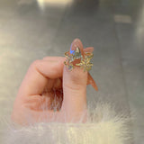 Exquisite Shining Star Gold Open Rings Korean Fashion Jewelry Party Girl's Luxury Accessories Student Gift Ring For Woman 2021 daiiibabyyy