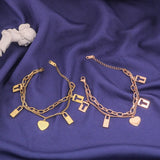 Daiiibabyyy 316L Stainless Steel New Fashion Upscale Jewelry Lovers Lock Multi-element Heart Shape Charm Thick Chain Bracelets For Women