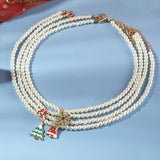 New Fashion Kpop Pearl Choker Necklace Christmas Tree Snowman Bells Snowflake Pendant Necklace For Women Jewelry Girl Party Gift daiiibabyyy