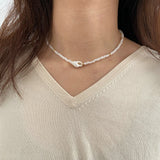 2022 New Fashion Bohemian Color Rice Bead Necklace Female Creative White Beaded Shell Girl Clavicle Chain daiiibabyyy