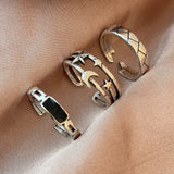 Daiiibabyyy Gold Silver Color Butterfly Open Rings Set For Women Girl Wedding Engagement Party Knuckles Jewelry Trends Punk Chain Rings