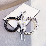 Daiiibabyyy New Handmade Braided Hemp Rope Bracelet Adjustable Daisies Printed Black And White Color Wristband For Women Fashion Jewelry