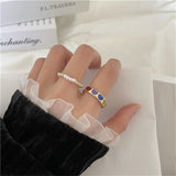 Korean Fashion Cute Heart Enamel Ring for Women Dripping Oil Color Contrast Opening Heart Rings Girl Party Jewelry 2021 New daiiibabyyy