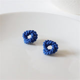 HUANZHI 2021 New S925 Blue Vintage Paint Geometric Irregular Folds Stud Earrings for Women Girls Travel Jewelry Gifts daiiibabyyy