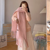 Women Fashion Thick Solid Color Wild Scarves 230X37CM Fantasy Macaron Scarves Women Winter Soft Warm Feel Cashmere Long Shawl daiiibabyyy