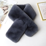 Winter Scarves Woman Warm Imitating Rex Rabbit Fur Cross Scarf Soft Waxy Thick Solid Color Fur Collar шарф женский зимний daiiibabyyy