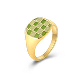 Vintage Checkerboard Finger Rings For Women Girls Punk Heart Black Geometric Metal Ring Party Gifts 2021 Trend Jewelry daiiibabyyy