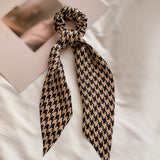 2022 Houndstooth Bow Streamers Hair Ring Ribbon Girl Hair Bands Scrunchies Ponytail Hair Bows Girl Holder Rope Hair Accessories daiiibabyyy