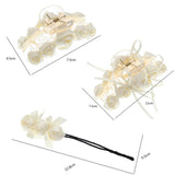 Silk Satin Wide Hair Hoop Shark Clip Elegant White Rose Flower Hair Accessories Fashion Geometric Hair Claws Hair Clip daiiibabyyy