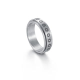 Daiiibabyyy Rotatable Titanium Steel Ring Retro Silver Color Star Moon Matte Rings Punk Women Men Prom Stress Reliever Finger Jewelry