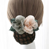 Korean Fashion Ribbon Flower Hairgrips Crystal Headband Crochet Bun Net Snood Bow Hair Clips for Women wedding Hair Accessorie daiiibabyyy