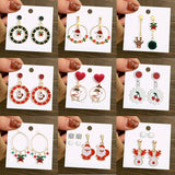 Christmas Circle Round Heart Deer Elk Pendant Earrings for Women Creative Festival Dangle Earrings Jewelry Accessories daiiibabyyy