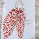 2022  Pearl Elastic Rubber Bands For Girl Bow Print Fashion Hair Accessories Hair Ties 2021 New Korea Women Hair Ropes 28 Style daiiibabyyy