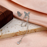 New Korean Elegant Cute Rhinestone Butterfly Stud Earrings for Women Girls Fashion Metal Chain Boucle D'oreille Jewelry Gifts daiiibabyyy