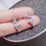 New Stylish Crystal Christmas Elk Stud Earrings For Women Fashion Zircon Deer Earring Girl New Year Party Jewelry Christmas Gift daiiibabyyy