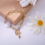 South Korea's new metal pearl bracelet, rose pendant, simple fashion women's bracelet 2022 new jewelry daiiibabyyy