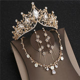 Baroque Wedding Bridal Jewelry Sets Gold Silver Color Tiaras Crowns Zirconia Jewelry Necklace Sets for Women Indian Jewelry Set daiiibabyyy