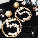 Fashion Famous Luxury Brand Designers Simulated pearls Letter 5 Long Charm Dangle Earrings Brincos For Women daiiibabyyy