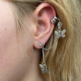Lost Lady Korean Fashion Butterfly Earring for Women Statement Alloy Punk Hanging Chain Fake Cartilage Ear Cuffs Jewelry Gift daiiibabyyy