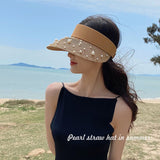 Wide Large Brime Straw Sun Hats Women Floppy Summer Beach Sun Hat Button Cap Summer Truck For Women Anti-uv Visor Cap Female daiiibabyyy