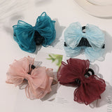 Solid Color Yarn Ribbon Bow Hairpin Elegant Bow Mesh Hair Clip Super Fairy Hair Accessories Organza Bow Tie Hair Claws daiiibabyyy