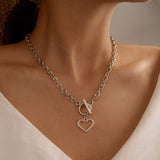 Punk Silver Color Clavicle Chain Necklaces For Women 2022 Fashion Hollow Heart Pendant Necklaces Female Jewelry Accessories Gift