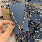 2022 Vintage Metal Rose Flower Pendant Necklace For Women Elegant Clavicle Bracelet Metal Beads Chain Statement Parures Bijoux daiiibabyyy